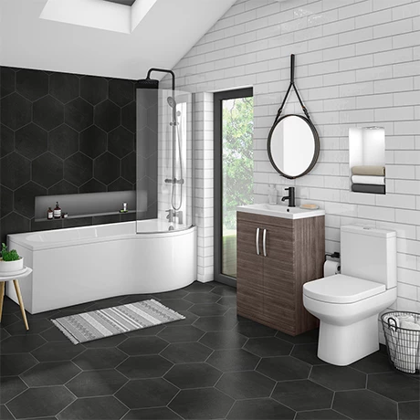 Brooklyn Grey Avola Bathroom Suite + B-Shaped Bath 2 Brooklyn Grey Avola Bathroom Suite + B-Shaped Bath