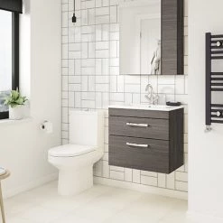 Brooklyn Grey Avola Cloakroom Suite (Wall Hung Vanity + Toilet)