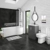 Brooklyn Gloss Grey Bathroom Suite + B-Shaped Bath -Cloakroom Suites Shop BGGBS p