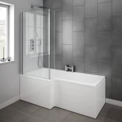 Brooklyn Gloss White L Shaped Bath Suite (with Vanity + Tall Cabinet) -Cloakroom Suites Shop BGWVT d2 460