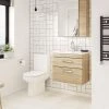 Brooklyn Natural Oak Cloakroom Suite (Wall Hung Vanity + Toilet) -Cloakroom Suites Shop BNO5C p