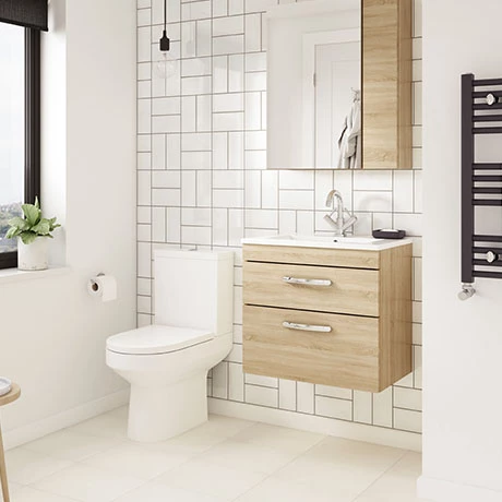 Brooklyn Natural Oak Cloakroom Suite (Wall Hung Vanity + Toilet) 3 Brooklyn Natural Oak Cloakroom Suite (Wall Hung Vanity + Toilet)