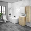 Brooklyn Natural Oak Bathroom Suite with Tall Cabinet -Cloakroom Suites Shop BTCN p