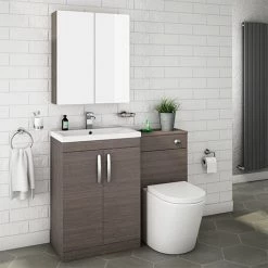 Brooklyn Grey Avola Modern Sink Vanity Unit + Toilet Package