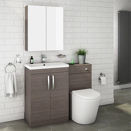 Brooklyn Grey Avola Modern Sink Vanity Unit + Toilet Package 3 Brooklyn Grey Avola Modern Sink Vanity Unit + Toilet Package