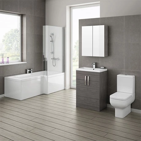 Brooklyn Grey Avola Bathroom Suite with L-Shaped Bath 3 Brooklyn Grey Avola Bathroom Suite with L-Shaped Bath