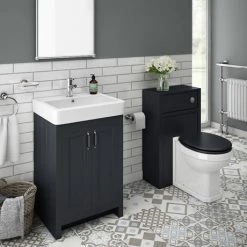 Chatsworth Traditional Graphite Sink Vanity Unit + Toilet Package