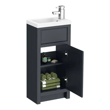 Chatsworth Traditional Cloakroom Vanity Unit Suite - Graphite 4 Chatsworth Traditional Cloakroom Vanity Unit Suite - Graphite - Image 2