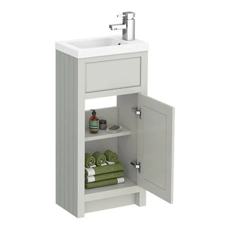 Chatsworth Traditional Cloakroom Vanity Unit Suite - Grey 4 Chatsworth Traditional Cloakroom Vanity Unit Suite - Grey - Image 2