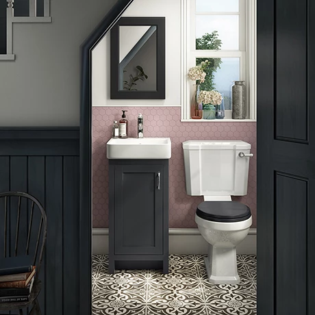 Chatsworth Traditional Graphite Cloakroom Suite (Vanity Unit + Close Coupled Toilet) 3 Chatsworth Traditional Graphite Cloakroom Suite (Vanity Unit + Close Coupled Toilet)
