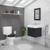 Chatsworth Graphite Cloakroom Suite (Wall Hung Vanity Unit + Close Coupled Toilet)