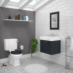Chatsworth Graphite Cloakroom Suite (Wall Hung Vanity Unit + Close Coupled Toilet)