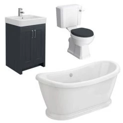 Chatsworth Graphite Close Coupled Roll Top Bathroom Suite 12 Chatsworth Graphite Close Coupled Roll Top Bathroom Suite -Cloakroom Suites Shop CCCBKBS d5 460