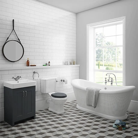 Chatsworth Graphite Close Coupled Roll Top Bathroom Suite 3 Chatsworth Graphite Close Coupled Roll Top Bathroom Suite