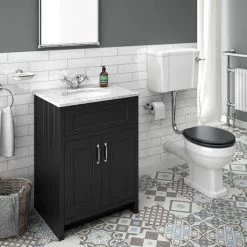 Cloakroom Suites Shop 30 Chatsworth Graphite White Marble 4-Piece Low Level Bathroom Suite
