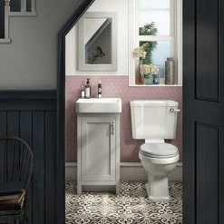 Chatsworth Traditional Grey Cloakroom Suite (Vanity Unit + Close Coupled Toilet)