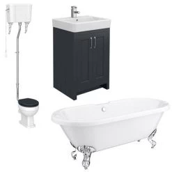 Chatsworth High Level Graphite Roll Top Bathroom Suite 11 Chatsworth High Level Graphite Roll Top Bathroom Suite -Cloakroom Suites Shop CHLSBLK2 d4 460