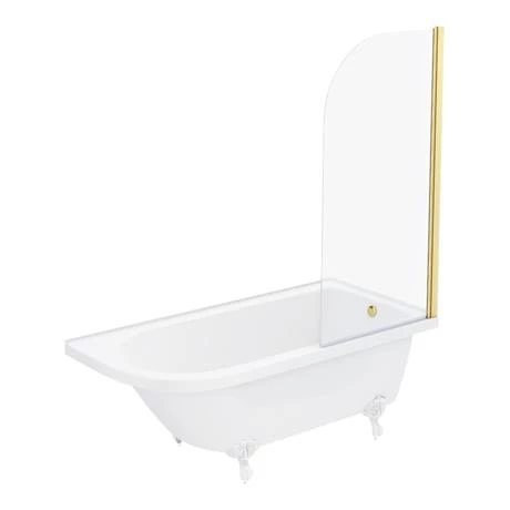 Chatsworth White Traditional Shower Bath Suite - 1700mm with Brushed Brass Screen + White Leg Set 5 Chatsworth White Traditional Shower Bath Suite - 1700mm with Brushed Brass Screen + White Leg Set - Image 3