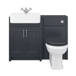 Chatsworth Traditional Graphite Semi-Recessed Vanity Unit + Toilet Package -Cloakroom Suites Shop CSR600WCBLK D5 460 1