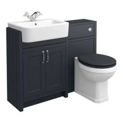 Chatsworth Traditional Graphite Semi-Recessed Vanity Unit + Toilet Package -Cloakroom Suites Shop CSR600WCBLK d4 460