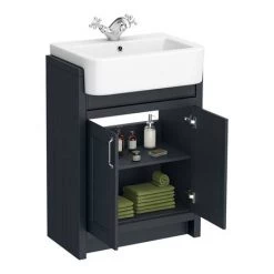 Chatsworth Traditional Graphite Semi-Recessed Vanity Unit + Toilet Package -Cloakroom Suites Shop CSR600WCBLK d5 460