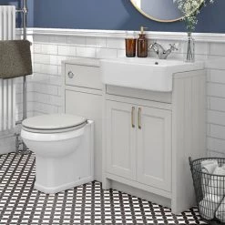 Chatsworth Traditional Grey Semi-Recessed Vanity Unit + Toilet Package