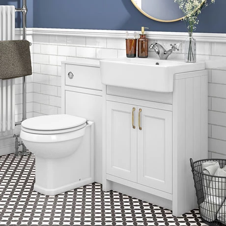Chatsworth Traditional White Semi-Recessed Vanity Unit + Toilet Package 3 Chatsworth Traditional White Semi-Recessed Vanity Unit + Toilet Package
