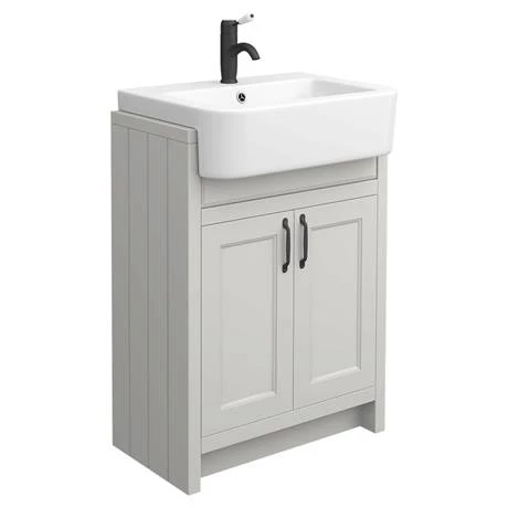 Chatsworth Traditional Grey Semi-Recessed Vanity Unit w. Matt Black Handles + Toilet Package 4 Chatsworth Traditional Grey Semi-Recessed Vanity Unit w. Matt Black Handles + Toilet Package - Image 2