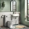 Chatsworth Traditional Grey Semi-Recessed Vanity Unit w. Matt Black Handles + Toilet Package
