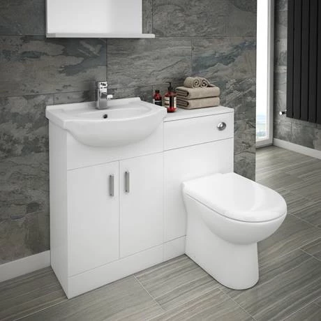 Cove 1050mm Vanity Unit Cloakroom Suite (Gloss White - Depth 300mm) 6 Cove 1050mm Vanity Unit Cloakroom Suite (Gloss White - Depth 300mm) - Image 4