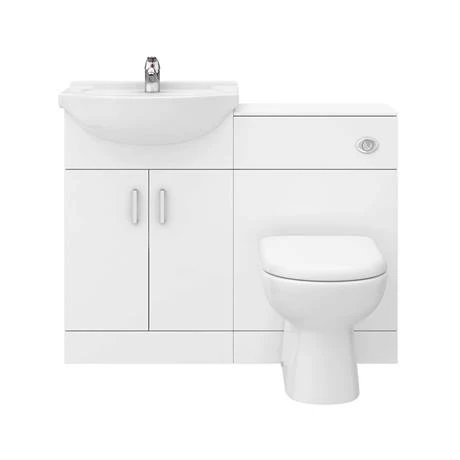 Cove 1050mm Vanity Unit Cloakroom Suite (Gloss White - Depth 300mm) 8 Cove 1050mm Vanity Unit Cloakroom Suite (Gloss White - Depth 300mm) - Image 6