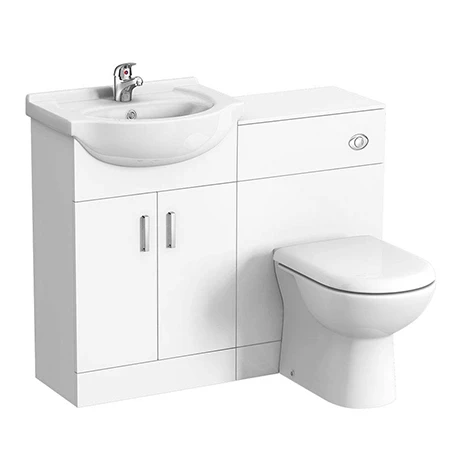 Cove 1050mm Vanity Unit Cloakroom Suite (Gloss White - Depth 300mm) 3 Cove 1050mm Vanity Unit Cloakroom Suite (Gloss White - Depth 300mm)