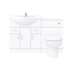 Cove 1250mm Vanity Unit Bathroom Suite + Tap (High Gloss White - Depth 330mm) 12 Cove 1250mm Vanity Unit Bathroom Suite + Tap (High Gloss White - Depth 330mm) -Cloakroom Suites Shop CV1250CSB n d1 460