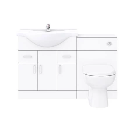 Cove 1250mm Vanity Unit Bathroom Suite + Tap (High Gloss White - Depth 330mm) 7 Cove 1250mm Vanity Unit Bathroom Suite + Tap (High Gloss White - Depth 330mm) - Image 5
