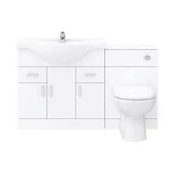 Cove 1320mm Vanity Unit Suite + Tap (High Gloss White - Depth 330mm) 12 Cove 1320mm Vanity Unit Suite + Tap (High Gloss White - Depth 330mm) -Cloakroom Suites Shop CV1320BST D5 460 1