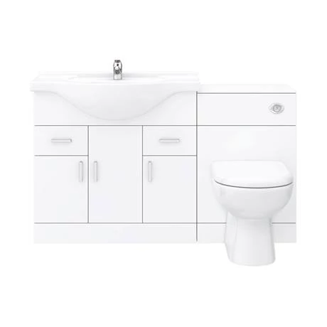 Cove 1320mm Vanity Unit Suite + Tap (High Gloss White - Depth 330mm) 7 Cove 1320mm Vanity Unit Suite + Tap (High Gloss White - Depth 330mm) - Image 5