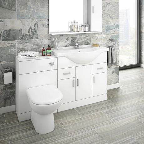 Cove 1320mm Vanity Unit Suite + Tap (High Gloss White - Depth 330mm) 3 Cove 1320mm Vanity Unit Suite + Tap (High Gloss White - Depth 330mm)