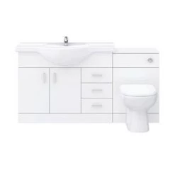 Cove 1520mm Vanity Unit Bathroom Suite (High Gloss White - Depth 330mm) 12 Cove 1520mm Vanity Unit Bathroom Suite (High Gloss White - Depth 330mm) -Cloakroom Suites Shop CV1520BS D4 460