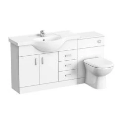 Cove 1520mm Vanity Unit Bathroom Suite (High Gloss White - Depth 330mm) 10 Cove 1520mm Vanity Unit Bathroom Suite (High Gloss White - Depth 330mm) -Cloakroom Suites Shop CV1520BS d3 460