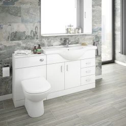 Cove 1520mm Vanity Unit Bathroom Suite (High Gloss White - Depth 330mm)