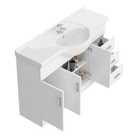 Cove 1700mm Vanity Unit Suite + Tap (High Gloss White - Depth 330mm) 5 Cove 1700mm Vanity Unit Suite + Tap (High Gloss White - Depth 330mm) - Image 3
