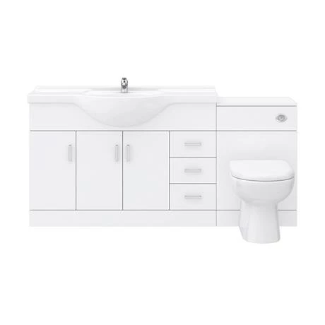 Cove 1700mm Vanity Unit Suite + Tap (High Gloss White - Depth 330mm) 7 Cove 1700mm Vanity Unit Suite + Tap (High Gloss White - Depth 330mm) - Image 5