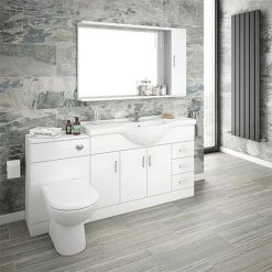 Cloakroom Suites Shop 26 Cove 1700mm Vanity Unit Suite + Tap (High Gloss White - Depth 330mm)