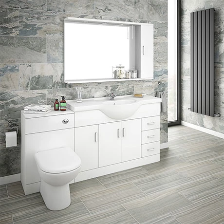 Cove 1700mm Vanity Unit Suite + Tap (High Gloss White - Depth 330mm) 3 Cove 1700mm Vanity Unit Suite + Tap (High Gloss White - Depth 330mm)