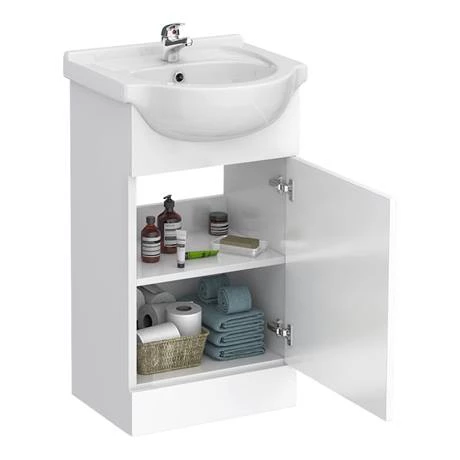 Cove 950mm Cloakroom Vanity Unit Suite + Basin Mixer (Gloss White - Depth 300mm) 5 Cove 950mm Cloakroom Vanity Unit Suite + Basin Mixer (Gloss White - Depth 300mm) - Image 4