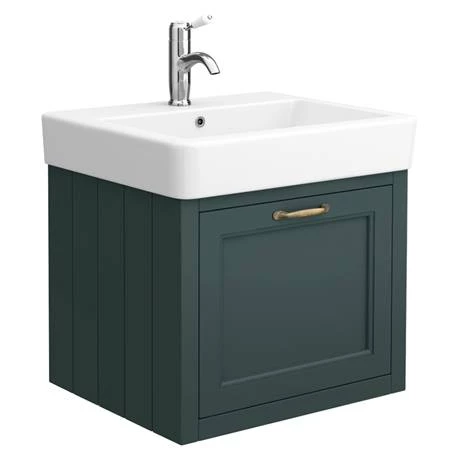Chatsworth Wall Hung Green Vanity with Brass Handle & Low Level Toilet 5 Chatsworth Wall Hung Green Vanity with Brass Handle & Low Level Toilet - Image 3