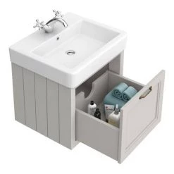 Chatsworth Wall Hung Grey Vanity with Brass Handle & Low Level Toilet -Cloakroom Suites Shop CWH560GRYBLL d2 460
