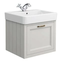 Chatsworth Wall Hung Grey Vanity with Brass Handle & Low Level Toilet -Cloakroom Suites Shop CWH560GRYBLL d3 460
