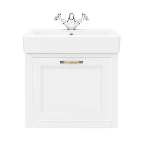 Chatsworth Wall Hung White Vanity with Brass Handle & Low Level Toilet 4 Chatsworth Wall Hung White Vanity with Brass Handle & Low Level Toilet - Image 2