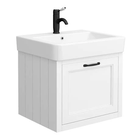 Chatsworth Wall Hung White Vanity with Matt Black Handle & Low Level Toilet 4 Chatsworth Wall Hung White Vanity with Matt Black Handle & Low Level Toilet - Image 2